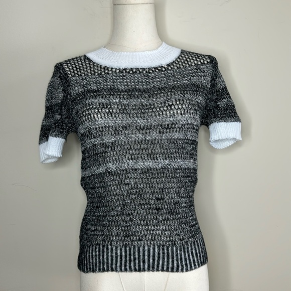 White + Warren Cotton Linen Two Toned T Shirt - Picture 1 of 9